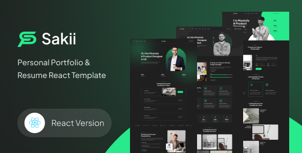 Sakii - Personal Portfolio & Resume React Template
