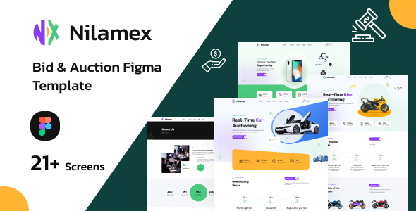 Nilamex - Online Bid & Auction Figma Template listing image