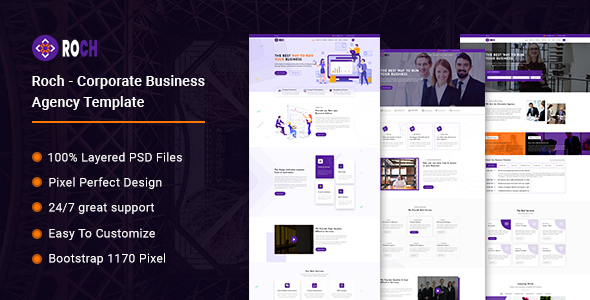 Product preview supplied for Roch - Corporate Business Agency PSD Template