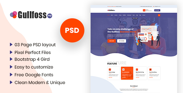 Preview image for Gullfoss - Multipurpose Business PSD Template