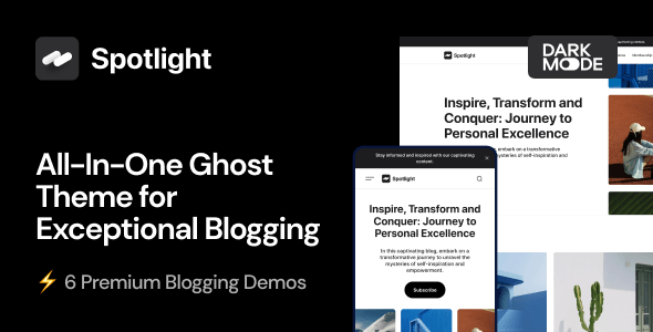 Product preview supplied for Spotlight - All-In-One Ghost Theme for Exceptional Blogging