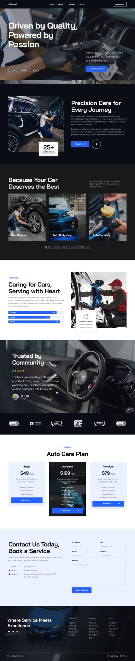 Exhaust - Auto Detailing & Car Care Elementor Template Kit