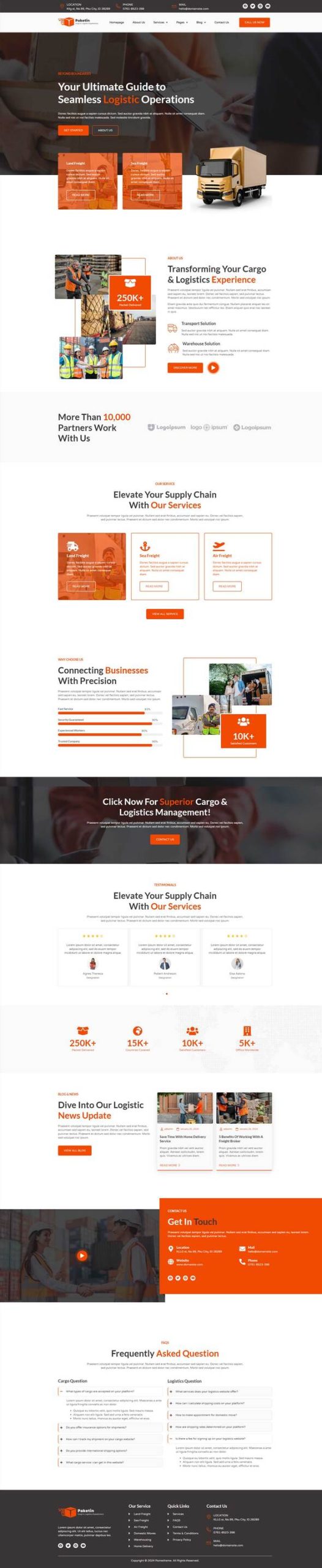 Paketin - Cargo and Logistics Elementor Template Kit