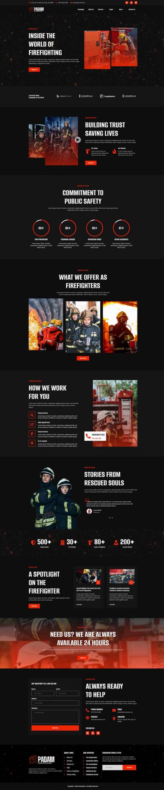Padam - Firefighter Departement Elementor Template Kit product preview