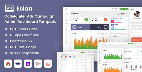 Eclan - CodeIgniter Ads Campaign Admin Dashboard Template