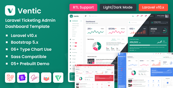 Ventic - Laravel Event Ticketing Admin Dashboard Template listing image