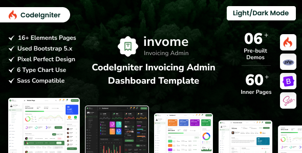 Product preview supplied for Invome - CodeIgniter Invoicing Admin Dashboard Template