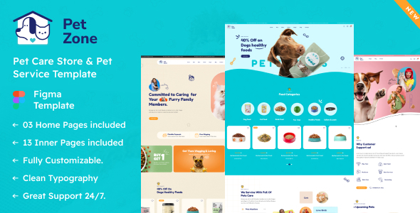 Petszone - Pets Care & Pet Shop Figma Template