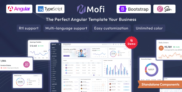 Mofi – Angular 22 Admin Dashboard Template