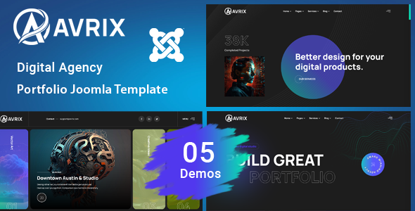 Avrix - Digital Agency Portfolio Joomla 6 Template