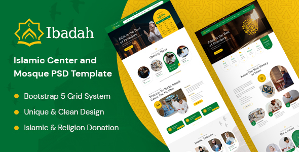 Ibadah - Islamic Center & Mosque PSD Template