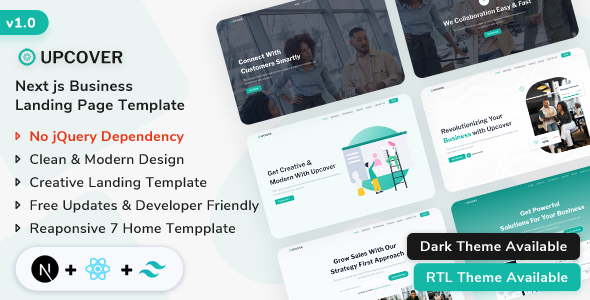 Upcover - React Next.js Business Landing Page Template