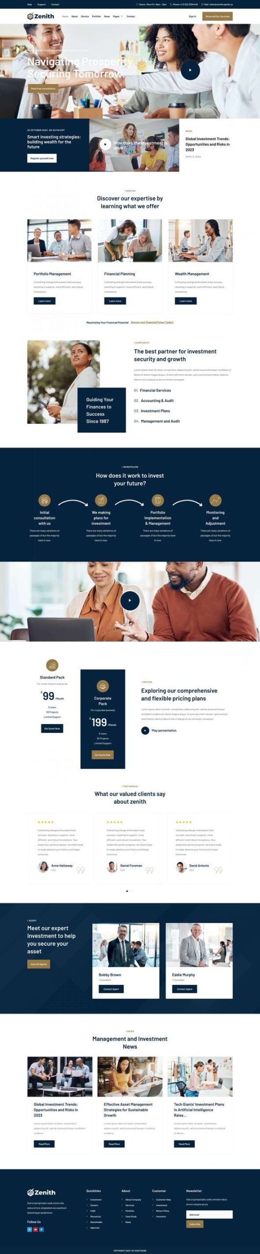 Product preview supplied for Zenith - Investment & Business Opportunity Elementor Template Kit