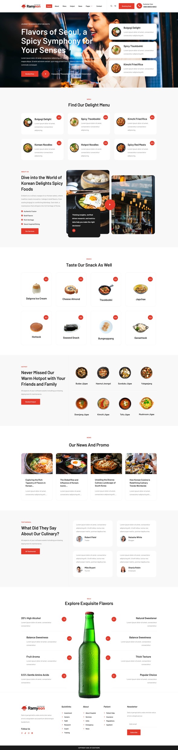 Ramyeon - Korean Restaurant Elementor Template Kit