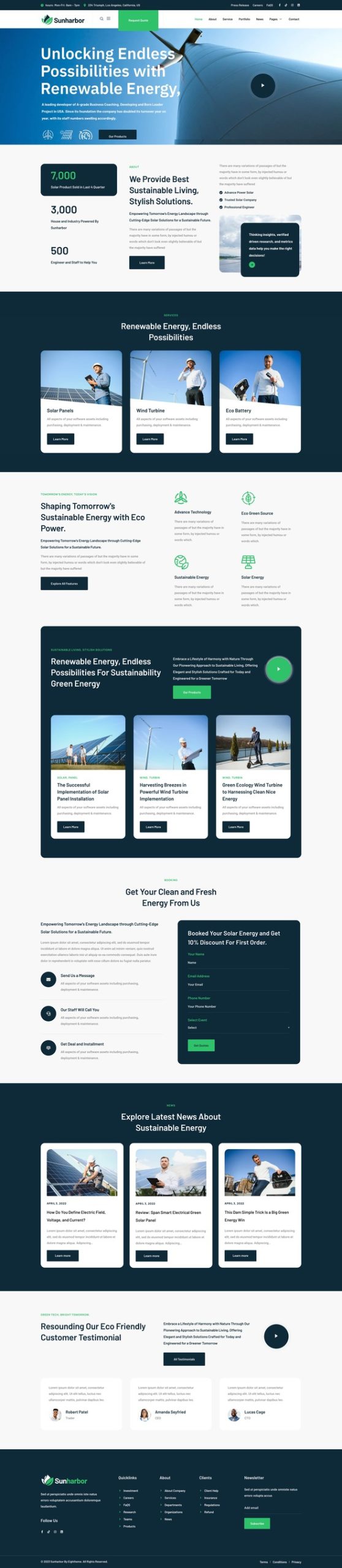 SunHarbor - Solar and Renewable Energy Elementor Template Kit