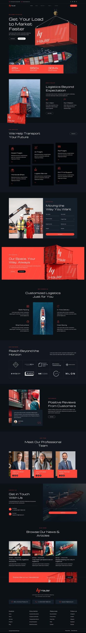 Product preview supplied for Hauler - Cargo & Logistic Elementor Template Kit
