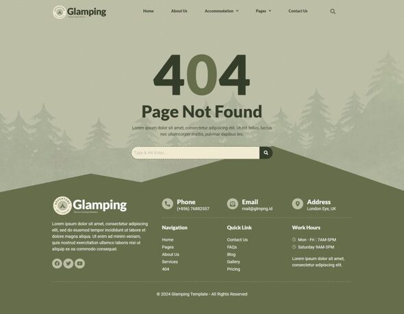 Glamping - Glamour Camping & Adventure Elementor Template Kit