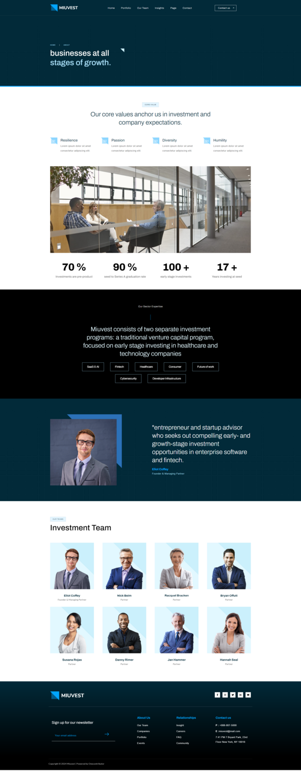 Miuvest - Venture Capital & Investment Elementor Template Kit