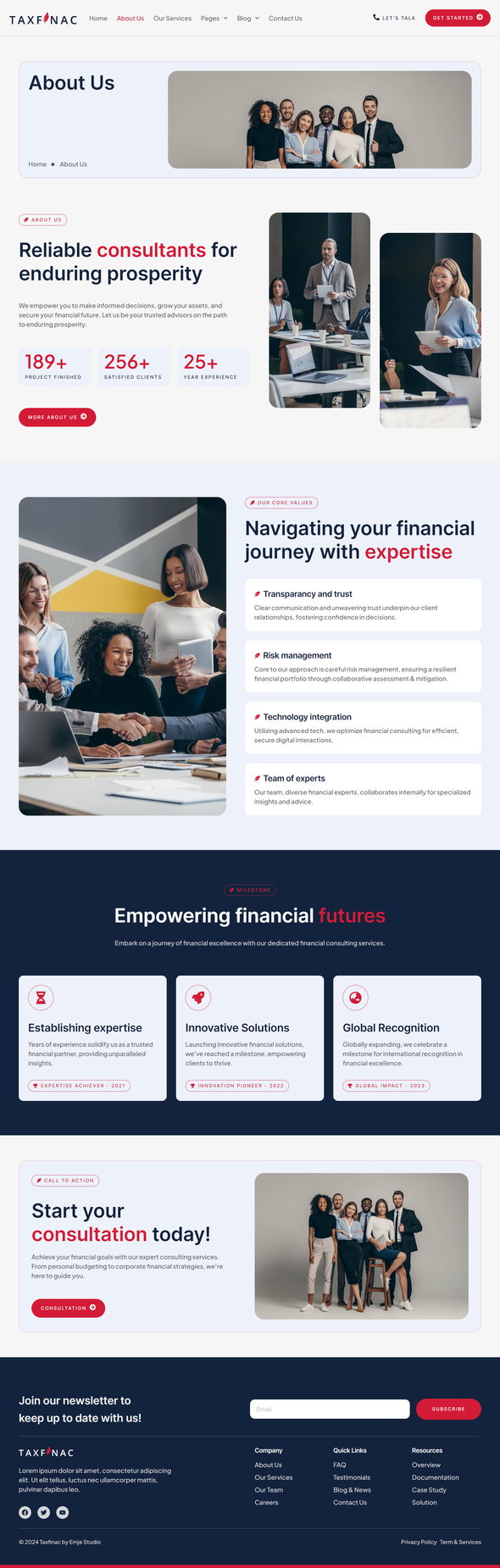 Taxfinac - Financial Consulting Elementor Pro Template Kit