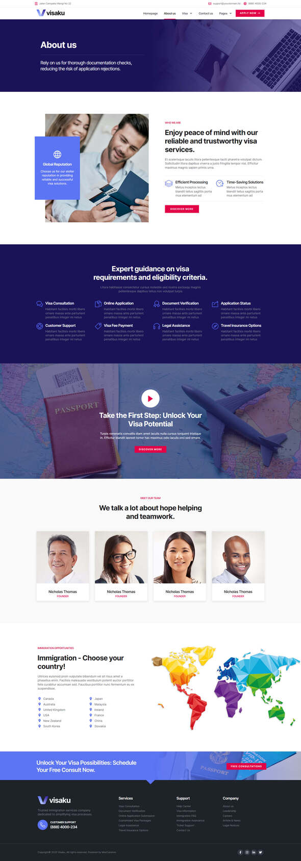 Visaku - Immigration & Visa Consulting Elementor Pro Template Kit