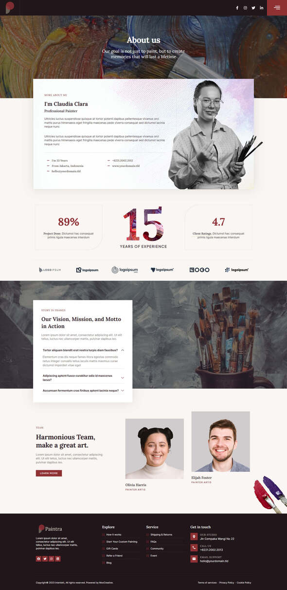 Paintra - Creative Artist & Painter Elementor Pro Template Kit
