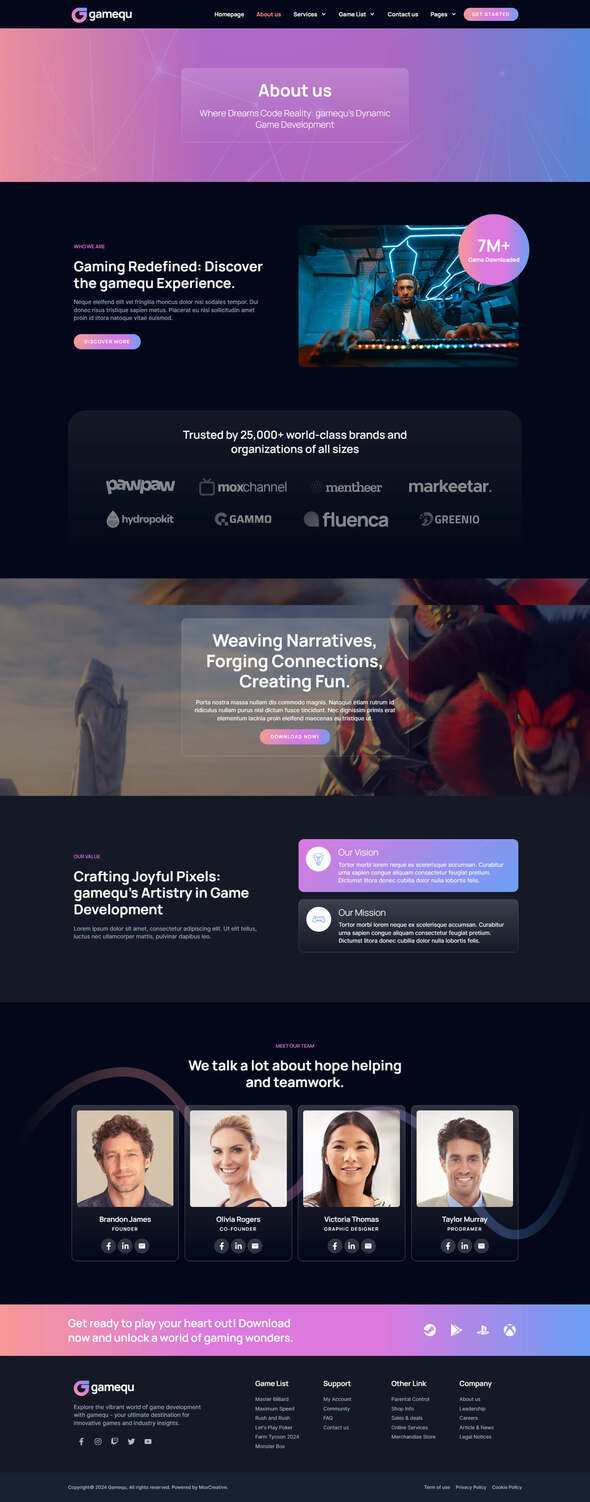 Gamequ - Game Publisher Elementor Pro Template Kit