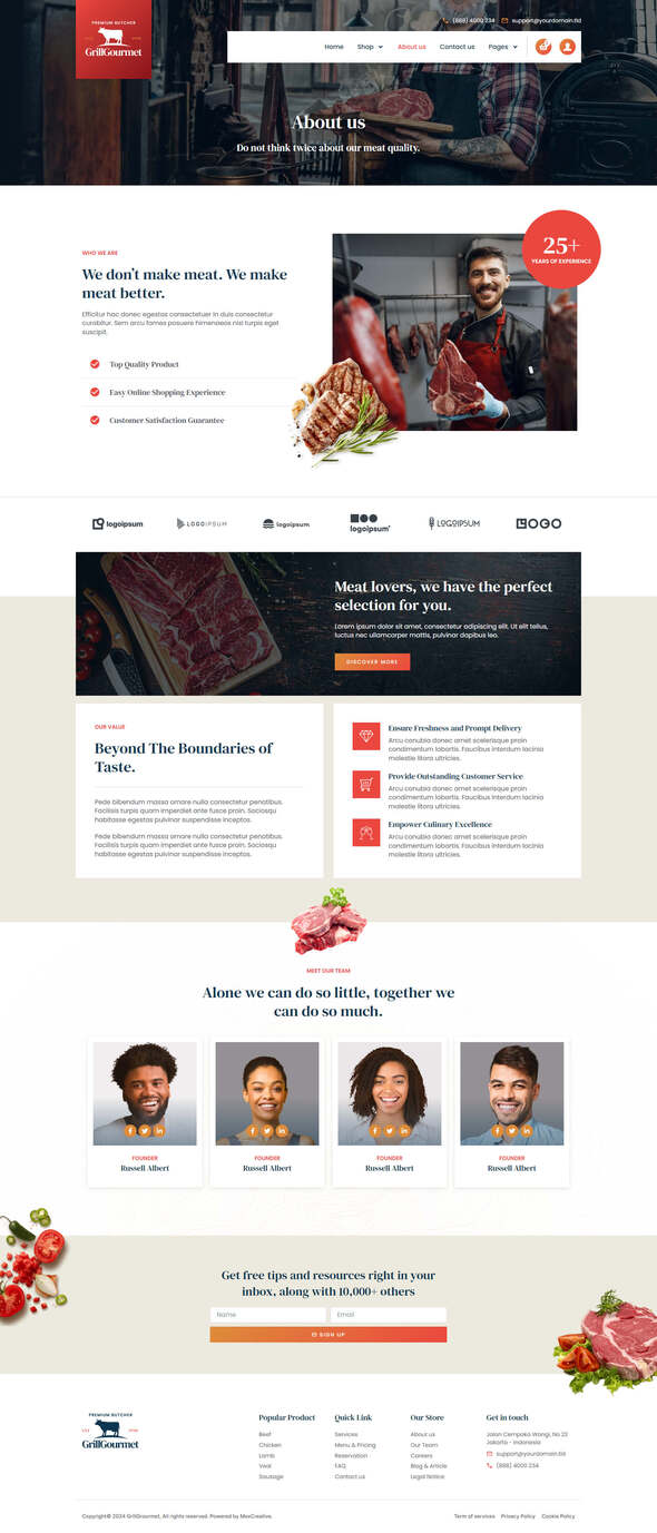 GrillGourmet - Butcher & Meat Shop Elementor Template Kit listing image