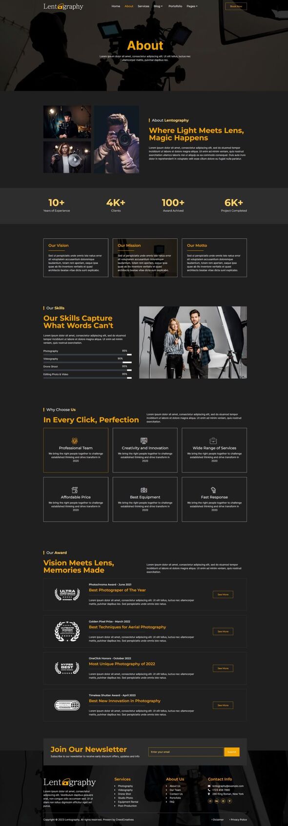 Lentography - Photography & Videography Service Elementor Template Kit