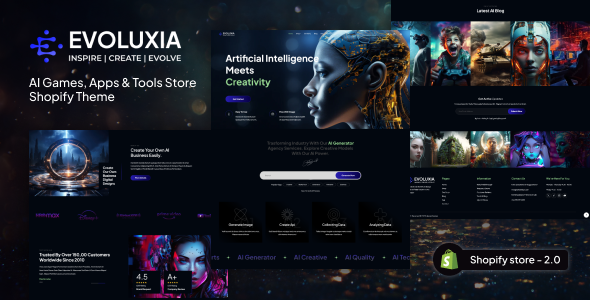 Product preview supplied for Evoluxia - AI Games, Apps & Tools Store Shopify Theme
