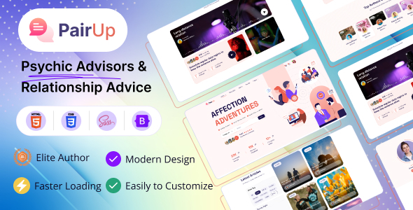 Pairup - Psychic Advisors & Relationship Advice HTML Website Template listing image