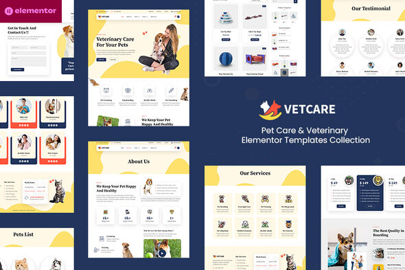 Vetcare - Pet Care & Veterinary Elementor Pro Template Kit