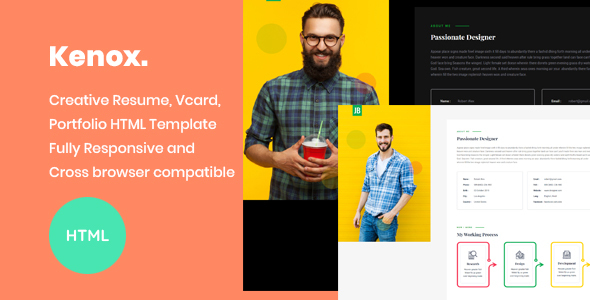 Kenox - Creative Resume / vCard / Portfolio HTML Template product preview