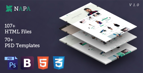NAPA  E-commerce HTML Template  with 100+ Pages