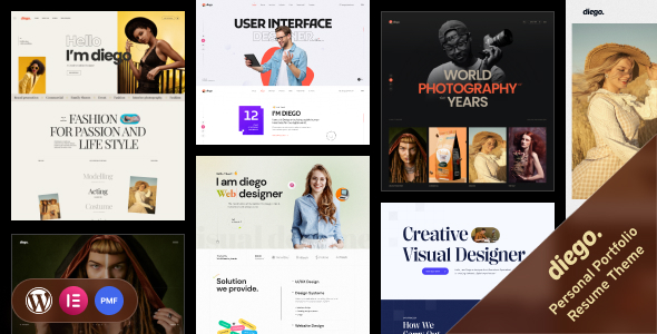 Diego - Creative Personal Portfolio & Resume WordPress Theme