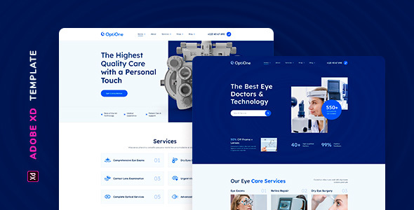 OptiOne – Eye Care Center Template for Adobe XD
