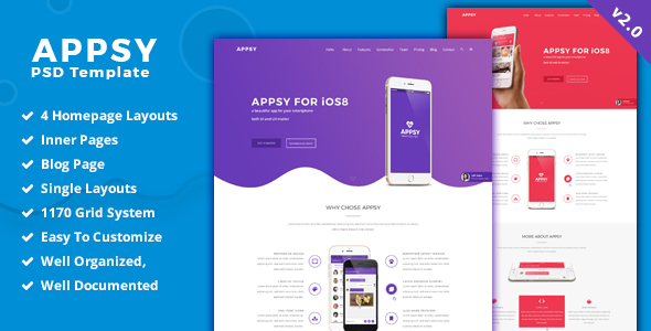 APPSY - App Landing Page  PSD Template