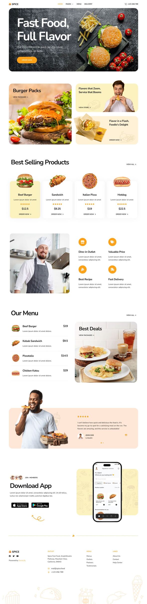 Spice - Fast Food & Delivery Restaurant Elementor Template Kit