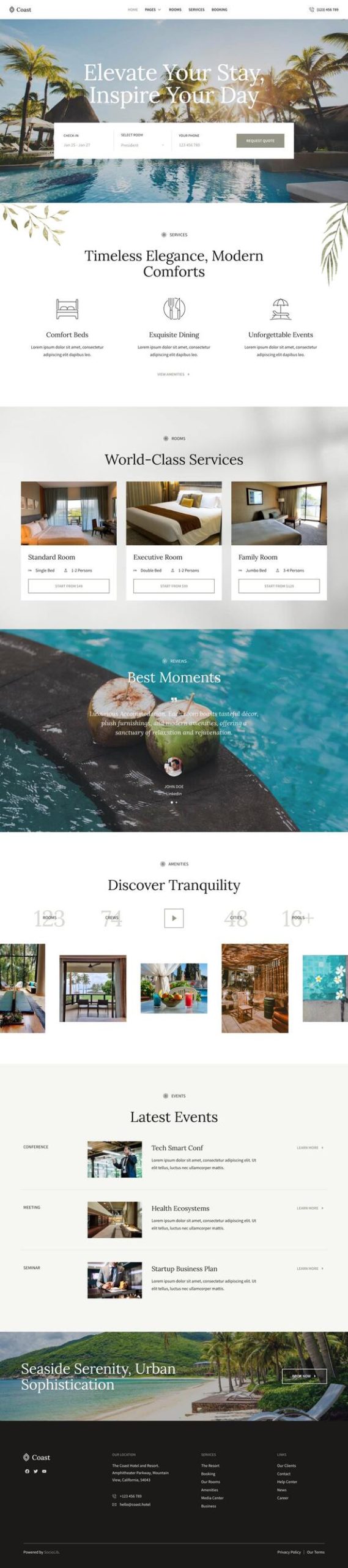 Coast - Luxury Hotel & Resort Elementor Template Kit