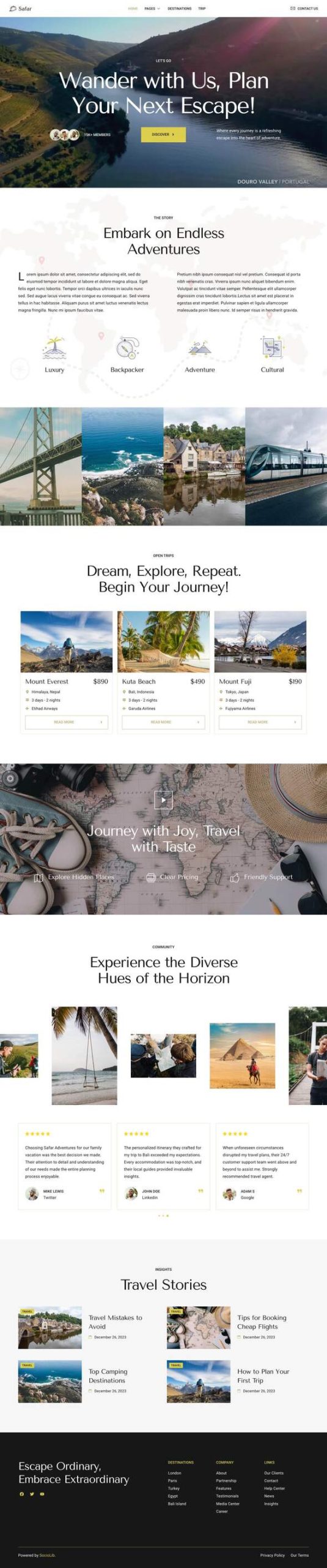 Safar - Travel & Tour Agency Elementor Template Kit