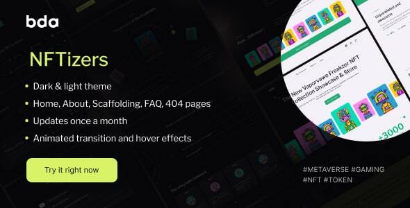 NFTizers: NFT Landing Website – Full screen blocks