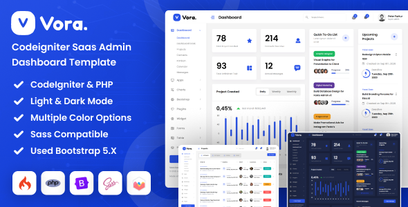 Vora - Saas Codeigniter Admin Dashboard Template