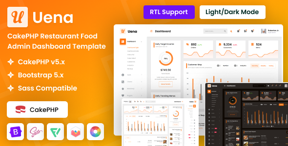 Uena - CakePHP Restaurant Food Admin Dashboard Template