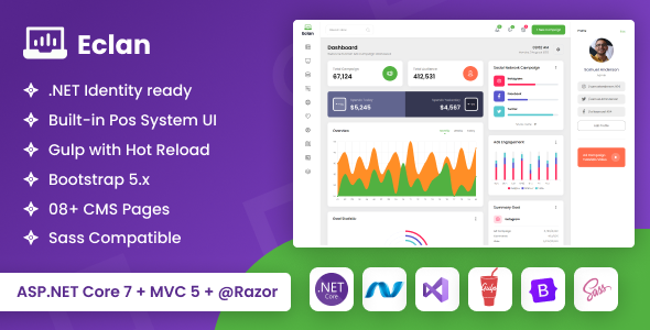 Eclan – ASP.NET Core & MVC Ads Campaign Admin Dashboard Template