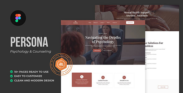 Product preview supplied for Persona - Psychology & Counseling Figma Template