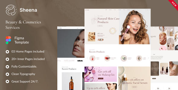 Sheena - Beauty & Cosmetic Shop Figma Template listing image