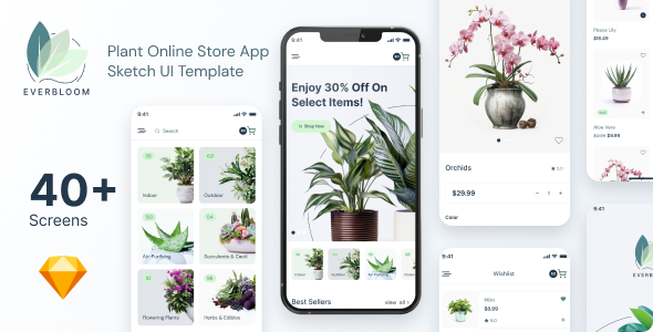 Everbloom - Plant Online Store App Sketch UI Template