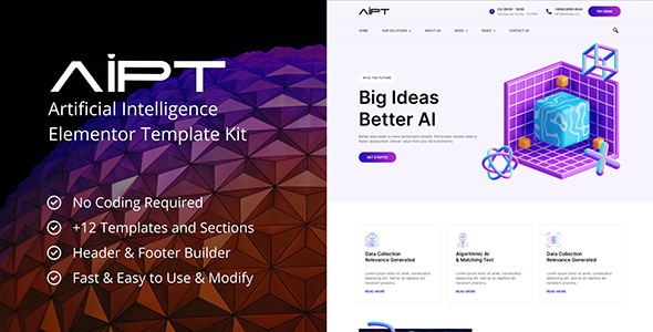 AiPT - Artificial Intelligence Company Elementor Template Kit