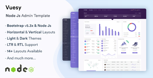 Vuesy - NodeJs Admin & Dashboard Template