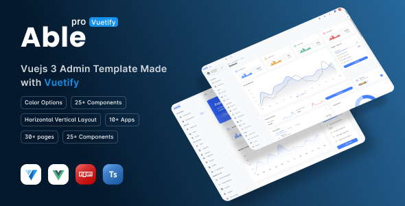 Product preview supplied for Able Pro VueJs Admin Dashboard Template