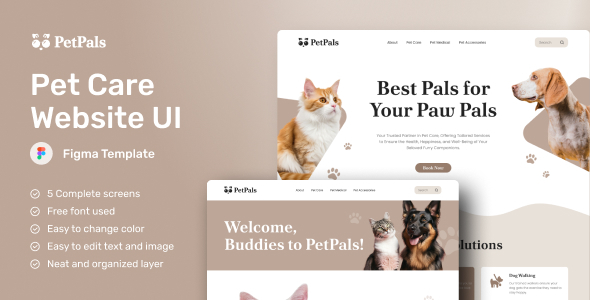 PetPals - Pet Care Website Figma Template